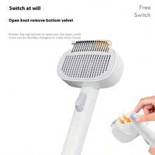 1 Stück drehbarer, einstellbarer Haustier-Bürste, Dual-Funktion zum Entwirren & Enthaaren, Ein-Klick-Haarentfernung, Edelstahlklingen mit abgerundeter Spitze, hautfreundlich, praktisches Pflege-Werkzeug für Haustiere, geeignet für alle Haustierrassen, Katzen & Hunde