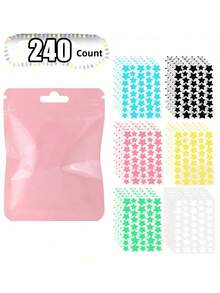 1200pcs Star-Shaped Face Stickers, Cute Pastel Color, Heart Stickers, Protect And Repair Skin, Popular Patterns, Perfectly Cover Spots, Almost Invisible, Suitable For All Skin Types, Party & Bar Girls, Compatible With All Skin Types, Fragrance-Free, No Components
