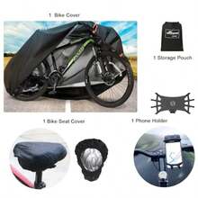 Waterproof Bike Cover For 1 Or 2 Bikes 210T Outdoor Bicycle Cover For Outside Storage Anti Dust Rain UV Protection For Mountain Road Electric Bike With Storage Bag Seat Cover Cell Phone Holder