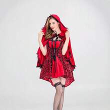 Halloween Rollenspiel, Kapuzenumhang, Vampirumhang, gerüschter Krawattenschal, Rotkäppchen, Halloween Weihnachts Cosplay, geeignet für alle Arten von Festen, Partys, Fantasie Umhang - Verschiedenfarbig - Übersicht 5