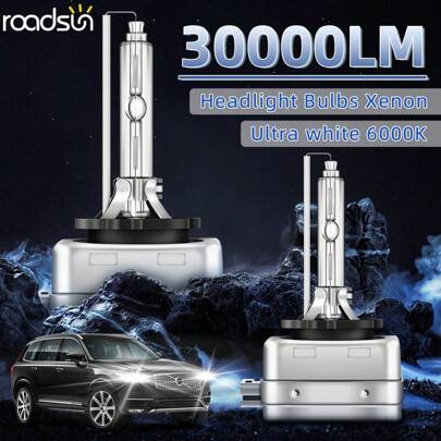 2pcs ROADSUN D1S D2S D4S D3S Car Headlight Bulbs, 6000K Cool White, Xenon Lamps, 3500 Hours Lifespan, Waterproof Design, 350% Brightness Increase, 5 Mins Installation, Powerful Cooling System, Perfect Beam Pattern Anti-Glare, Built-In Driver Included