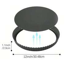 Removable Bottom Fluted Tart/Quiche/Pie/Pizza/Cake Pan, Heavy Duty Baking Mold - Black - View 11