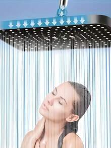 High Pressure Square Wall-Mounted Rain Shower Head, 360° Rotating High Flow Rate Water-Saving Overhead Shower, Modern Black Plastic Design, Uniform Full Body Coverage, Easy Installation Bathroom Upgrade, Ideal For Home, Hotel And RV Bathrooms, Perfect Accessory For Modern Bathrooms And Home Plumbing, Upgrade Your Shower Experience, Ideal Gift And Bathroom Renovation Choice - Multicolor - View 4