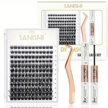 Sanishi Lashes DIY Eyelash Extensions Set, 144 Lash Clusters, Cluster Lash Applicator, Lash Cluster Adhesion & Sealing Super Fix, Easy To Use At Home. - Black - View 8