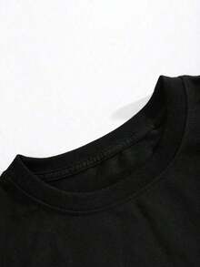 Una camiseta de algodón negra de 180g para hombres, una camiseta de moda adecuada para deportes, ocio y reuniones. - Negro - Ver 4