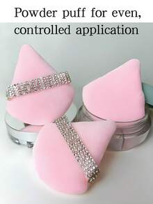 3pcs/10pcs /15pcs/24pcs Pink Triangle Shaped Powder Puff Set For Loose Powder, With Crystal Velvet Short Hair, Soft And Adhesive Makeup Sponge Puff Makeup Tools