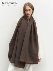 1 pieza Bufanda de unicolor versátil para mujer, adecuada para ir al trabajo y uso diario con vestidos - café - Ver 2