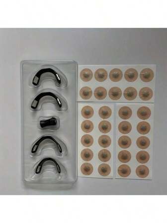 30pcs Nasal Dilator Nasal Strip Set - Enhance Oxygen Flow And Improve Sleep, Beige Lightweight And Sweatproof Nasal Strips, No Electricty Or Batteries Reguired, Includes 4 Sizes Of Nasal Holders, 1 Nasal Strip Holder, And 30 Magnetic Nasal Strips, Perfect Gift For Family, Friends, And Lovers