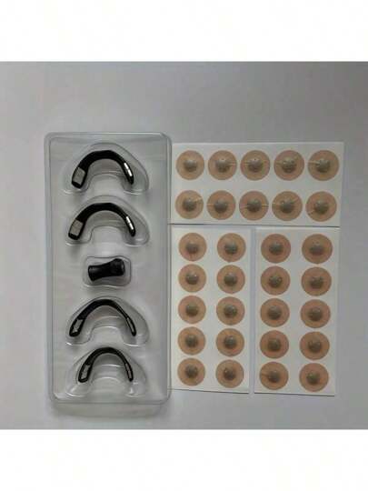 30pcs Nasal Dilator Nasal Strip Set - Enhance Oxygen Flow And Improve Sleep, Beige Lightweight And Sweatproof Nasal Strips, No Electricty Or Batteries Reguired, Includes 4 Sizes Of Nasal Holders, 1 Nasal Strip Holder, And 30 Magnetic Nasal Strips, Perfect Gift For Family, Friends, And Lovers