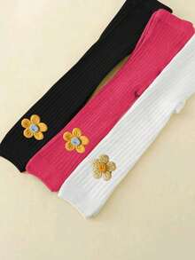 6件/5件/4件/2件女童秋冬紧身裤，针织面料条纹打底裤，时尚可爱碎花紧身裤，适合休闲日常生活 - 彩色 - 查看 5