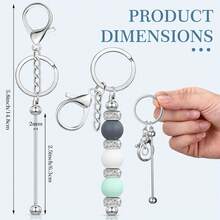 10pcs DIY Keychain Making Kit With Beads, Stick Pins & Clasps – Cute Stuff For Crafting Custom Keychains, Bag Charms & Handmade Jewelry, Ideal Gifts For Teens & Adults - Bạc - Xem 4
