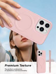 粉色 MagSafe 硅胶可爱时尚手机壳，适用于 16 Pro Max，女士手机壳，适用于 IP13/14，可爱智能手机壳，适用于 17 Pro Max/Apple Air/17 Pro/16 Pro，酷炫经典防震时尚手机壳，适用于 IP11/12/13/14/15/16/16 Pro 6.1 英寸，精致双层手机壳，适用于 Galaxy A16/A17/S25 Ultra/S25FE/S24FE，春季粉彩礼物，国际版，非国内版 - 粉色 - 查看 4