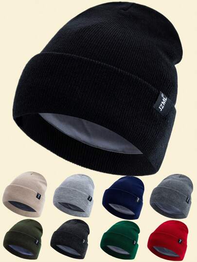 JZML 1pc Unisex Fashion Satin Lining Smooth Anti-Static Beanie Hat, Suitable For Autumn/Winter,Daily Warm Outfit Knit Hat Fall Outfit