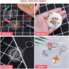 100 件透明钥匙扣透明圆盘亚克力空白钥匙扣散装用于钥匙扣吊坠 DIY 珠宝制作圣诞礼物创意