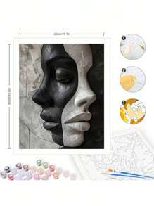 Paint By Number For Adults Beginner, DIY Gift Canvas Painting Kits, Artistic Face Oil Painting Kit, DIY Paint Adult Crafts For Gift Home Wall 16x20inch