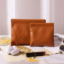 1PC 数据线收纳袋数据线保护套自动闭合耳机充电器收纳袋便携式旅行收纳袋口红手机电源线整理袋小型旅行配件便携式收纳盒(款式随机发货。) - 杏色 - 查看 15