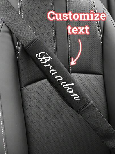 1pc Customized Embroidered Name Car Seat Belt Shoulder Pad, Backpack Shoulder Pad, Safety Belt Anti-Chafing Cover, Multi-Purpose Shoulder Strap Pad, Suitable For All Seasons And Vehicle Models, Also Applicable To Backpack Straps, Camera Straps