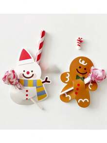 100/50pcs Christmas Lollipop Paper Cards Santa Snowman Penguin Gingerbread Man Candy Gift Bag Packaging Party Decoration, DIY Package Wrapping For Christmas Party Supplies, Christmas Party Favors, Holiday Party Decor Gift Wrapping - View 4