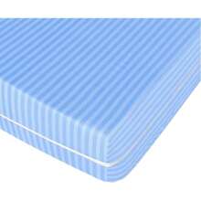 1 Satin Stripe Mattress Protector, Bedding - Height 28 Cm, Breathable Zipper Design, Soft And Skin-Friendly, Soft And Skin-Friendly Fitted Sheet - Home Textile, Suitable For Mattresses 135-180 Cm - White And Blue