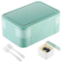 1pc 1550ml Lunch Box, Large Capacity Bento Box With 7 Compartments (Double-Layer Design), Lunch Food Container With Cutlery, Sauce Jar, Microwave & Dishwasher Friendly, Suitable For Adult Men And Women, School, Camping, Food Storage, Restaurants, Back To School Gifts, Kitchen, Christmas Gifts - Multicolor - View 14