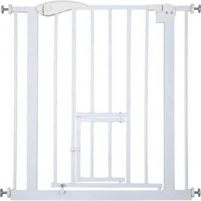 Baby Gate Pet Dog Barrier Stair With Cat Flap Slate Guard Door,Easy Installation 75x82cm
