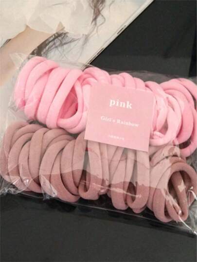 50PCS Seamless Hair Ties Set - Soft Non-Slip Elastic Hair Ties For Women, Daily Ponytail Holder, Summer Hair Accessories Bulk For Gym, Yoga, Beach Party (Pink) Ponytail Holders Hair Elastics Hair Rubber Bands Scrunchies Hair Rope, Hair Bobbles, Home Beauty Women Accessory Gifts