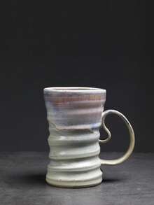 1个500毫升窑烧陶瓷早餐牛奶杯，大容量家用杯，饮水杯，窑烧耳形杯，创意简约复古陶瓷家用办公水杯，厚陶浓缩咖啡杯，复古陶瓷杯，窑烧杯，咖啡杯，手工大容量水杯，厚陶杯 - 彩色 - 查看 14