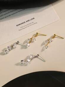 1pc S925 Sterling Silver Super Shiny Cubic Zirconia Snowflake Tassel Earrings, Versatile & Practical, Petite & Minimalist Design, Ideal Gift For Mother, Girlfriend, And Sister