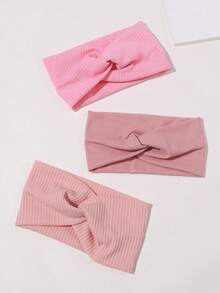 3 sztuki/zestaw dziewczęcych opasek na głowę w jednolitym kolorze, z ozdobnym węzłem, idealnych do szkoły i na zajęcia sportowe - Wielokolorowe - Zobacz 2