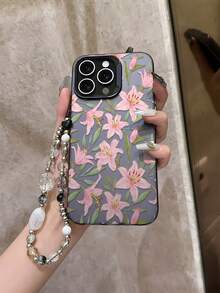 Ốp điện thoại màu hồng họa tiết hoa, cá nhân hóa, tương thích với iPhone 16 Pro Max, 15/14 Plus, 13, 12, 11. - Khung đen Xám bạc - Xem 3