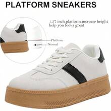 MEMON Womens Fashion Sneakers,Lace Up Platform Sneakers,Lightweight Casual Sneaker,Walking Sport SneakersChristmas - Whiteme25011 - 查看 7