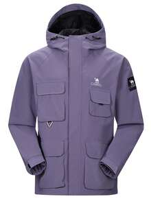 CAMEL CROWN Men's Hooded Jacket, Windproof Waterproof Sports Outerwear, Suitable For Hiking, Autumn/Winter - Purple Sleeves - View 1