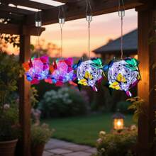20 LED Solar Powered Butterfly Garden Lights, Waterproof Outdoor Decorative Lights With 8 Flower Petals, For Patio, Lawn, Pathway - Unique Gift For Mother/Women/Grandmother