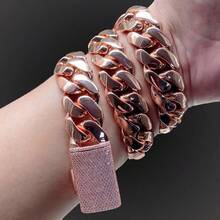 316L Stainless Steel Miami Curb Chain Nekclace Or Bracelet 18mm-22mm  Rose Gold Plated Miami Cuban Link Chain  For  Hip Hop Jewelry For Men Jewelry Cuban Link Chain Necklaces For Men Gold Chain Cuban Link Chain Women Baddies Chain Accessories Suitable As Valentine's Day Gift, For Party And Daily Wear - 20毫米(0.78吋) - 查看 6