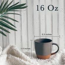 Mora Ceramic Large Latte Mug Set Of 4, 16oz - Microwavable, Porcelain Coffee Cups With Big Handle - Modern, Boho, Unique Style For Any Kitchen. Microwave Safe Stoneware - Assorted Neutrals-176765 - 什錦中性色 - 查看 3