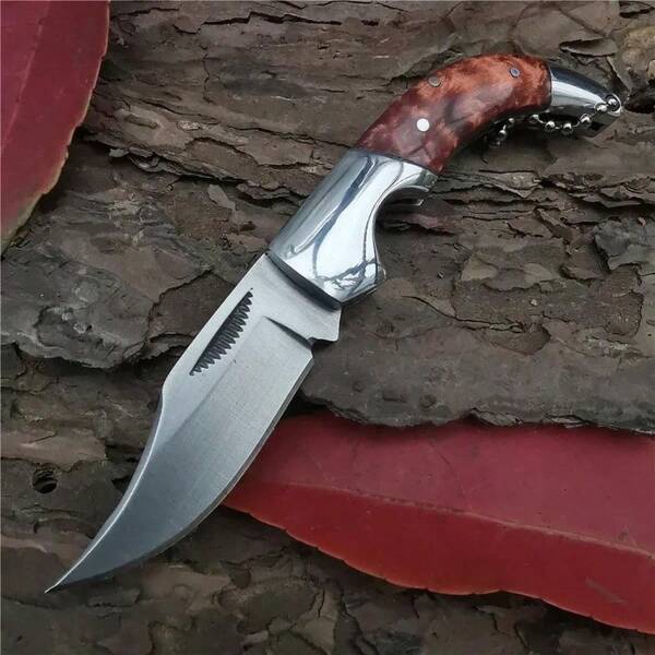DOOM BLADE Multipurpose Tools Wooden Handle Folding Blade EDC Survival Knife Outdoor Camping Fishing