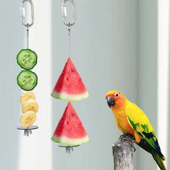 1pc Stainless Steel Bird & Chicken Feeding Fruit Fork, Multi-Length, For Indoor & Outdoor Use