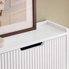 SoBuy Shoe Rack With 4 Flaps, Slim Shoe Cabinet, Shoe Rack With 4 Shelves, Shoe Chest Of Drawers, Shoe Storage, White, W X H X D Approx. 100 X 91 X 19 Cm FSR177-L-W - White - View 5