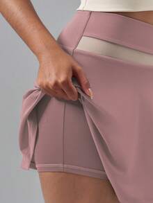 Soyun Váy quần thể thao nữ màu trơn 2 trong 1, chất liệu nhẹ, phù hợp cho các hoạt động ngoài trời, du lịch và tập gym mùa hè. - Màu tím hoa cà - Xem 6