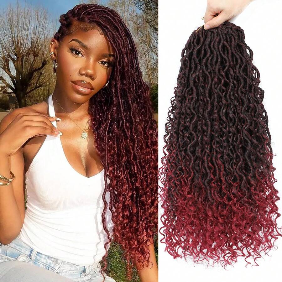 10/14/18/24 pulgadas Cabello Crochet Locs de Diosa 4 paquetes Cabello ...