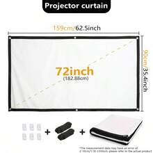 Pantalla de proyector para exteriores de 60, 72, 84, 100 y 150 pulgadas, pantalla de proyección de películas 4K HD 16:9, diseño plegable, lavable y antiarrugas, soporte portátil para proyección a doble cara, adecuada para cine en casa, oficina - Multicolor - Ver 14
