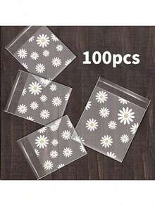10 件雏菊自粘包装袋、烘焙饼干袋、珠宝雪花酥皮礼品袋，可用于派对、庆典、婚礼等送礼必需品