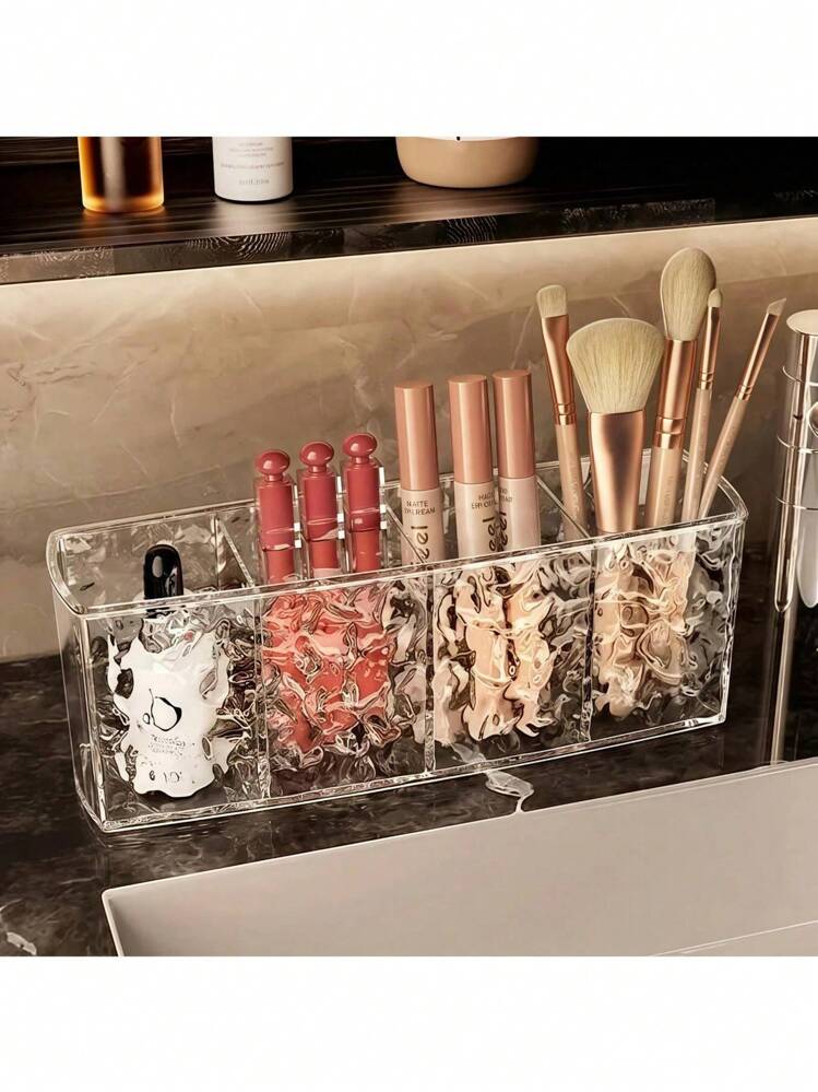 1 pièce Porte-pinceau de maquillage en acrylique, organisateur de pinceau de maquillage à 4 fentes, rangement pour le comptoir de la salle de bain pour les pinceaux, crayons, rouges à lèvres, surface ondulée, convient pour la cuisine, la chambre, le salon, la salle de bain, excellent cadeau pour la famille et les amis, peut être utilisé comme sac de maquillage, boîte de rangement de maquillage, trousse de toilette, organisateur de bureau - Multicolore - Voir 13
