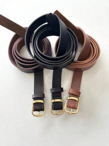 kit 3 cintos modal basico com costura dia a dia carola fivela metalizada dourada de blogueira