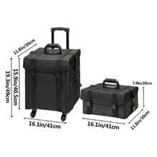 Maleta para maquillaje profesional cosmetiquera 2 en 1 maleta con compartimentos desmontables diseño moderno ideal para viajes y profesionales - Negro - Ver 4