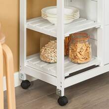 SoBuy FKW79-HG, Kitchen Trolley Cart Kitchen Storage Trolley Serving Trolley With 3 Drawers And Removable Tray, Grey - White - View 7