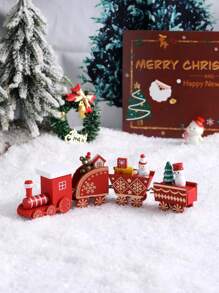 Joivida 1 件木制创意圣诞彩绘小火车圣诞夜节日装饰品，圣诞节