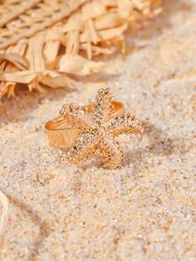 1pc Starfish Ring, Fashion Jewelry Gift For Women, Suitable For Birthday Party, Accessory For Daily Wear - starfish - View 8