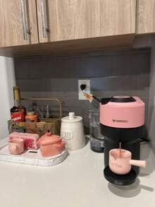 APPKER 粉色浓缩咖啡杯、浓缩咖啡陶瓷量杯、带手柄的 90 毫升浓缩咖啡杯、带 V 形嘴的浓缩咖啡杯、用于制作浓缩咖啡起泡的咖啡壶