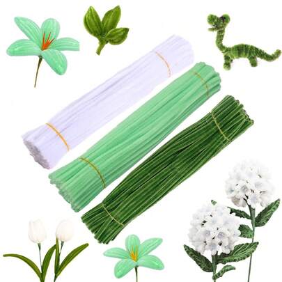 150 pièces Tiges de chenille vertes Nettoyeurs de pipe créatifs pour l'artisanat et les projets DIY, Nettoyeurs de pipe multicolores pour les projets manuels DIY et les arts